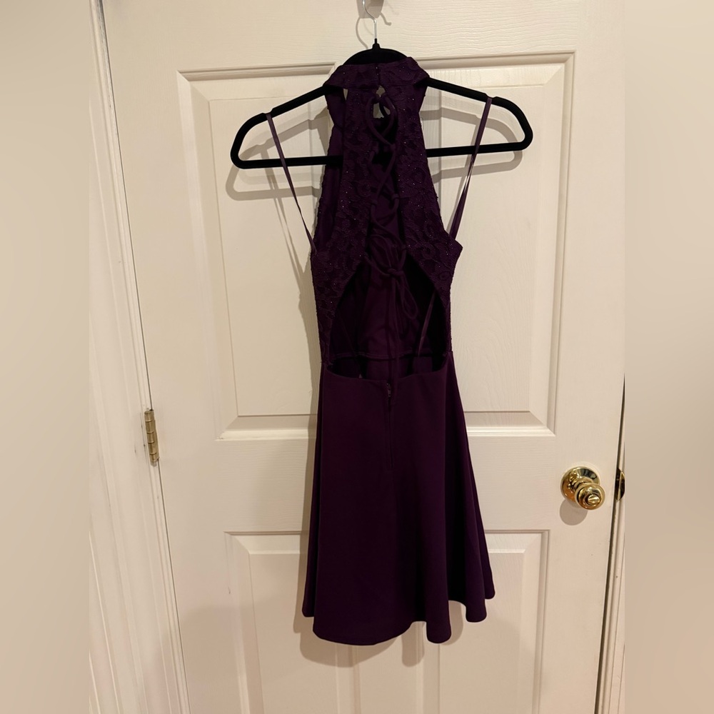 City Triangles Plum Purple Sparkly Top, laced back Size 0